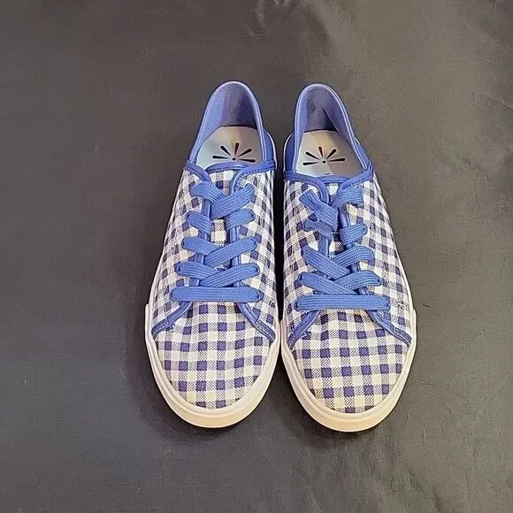 BRAND NEW ISAAC MIZRAHI MIZRAHI LIVE! LACE-UP GINGHAM SNEAKERS - Picture 2 of 14